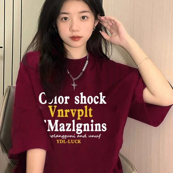 UNUF纯棉短袖T恤女2025年春夏半袖美式复古oversize宽松半袖上衣