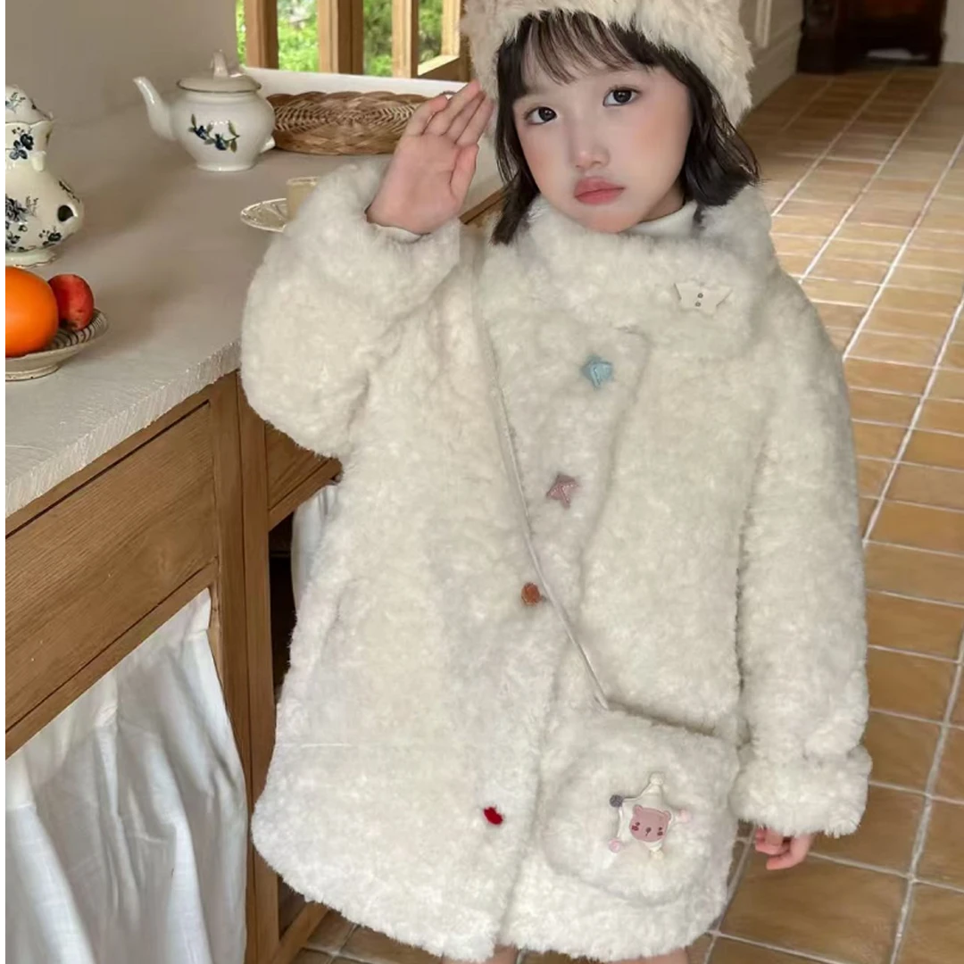 【As】【现货】冬季儿童多巴胺扣子立领加绒加厚羔羔毛风外套HCD320