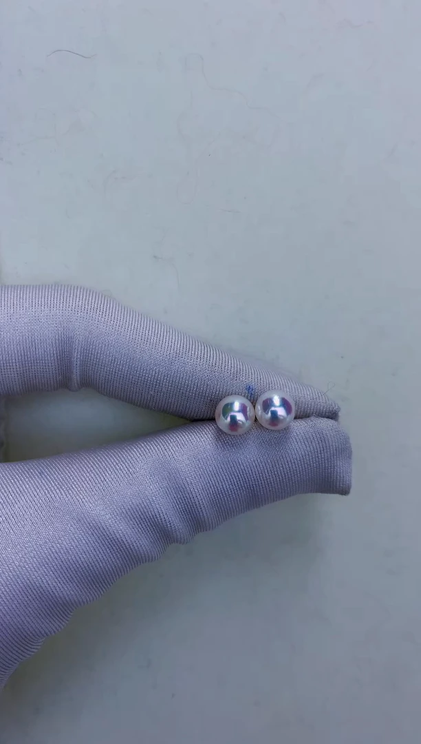 18K金镶嵌DA海水珍珠素钉6-7MM X070