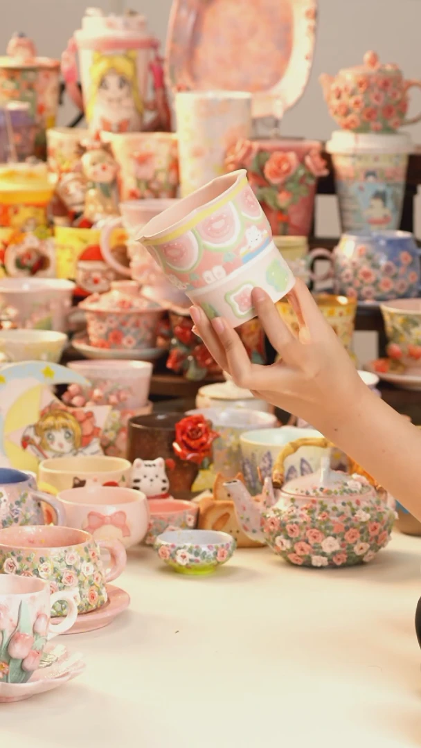 摆件陶景德镇釉下彩手绘设计师款陶瓷