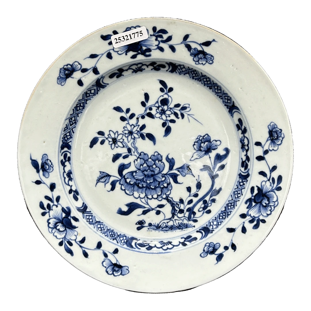 25321775g青花花卉纹折沿盘