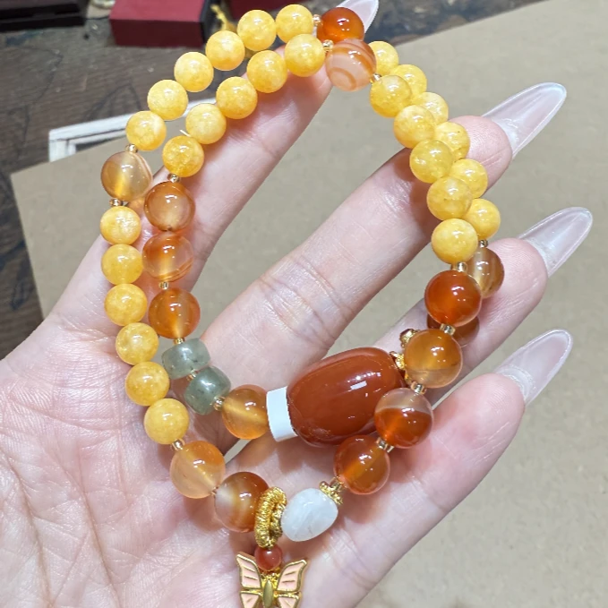 黄色双圈手串S1074