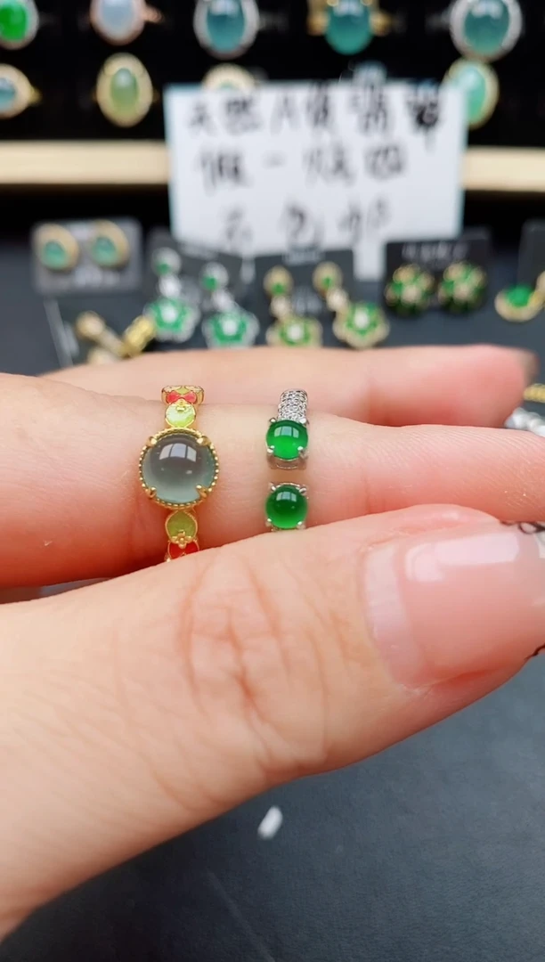 翡翠戒指银S925镶嵌50805