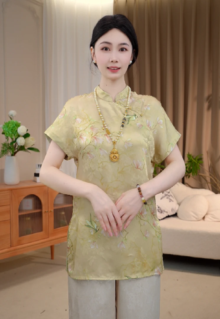 【大家闺秀】双面国风新中式夏季盘扣中长上衣2025B1621-瑾玉