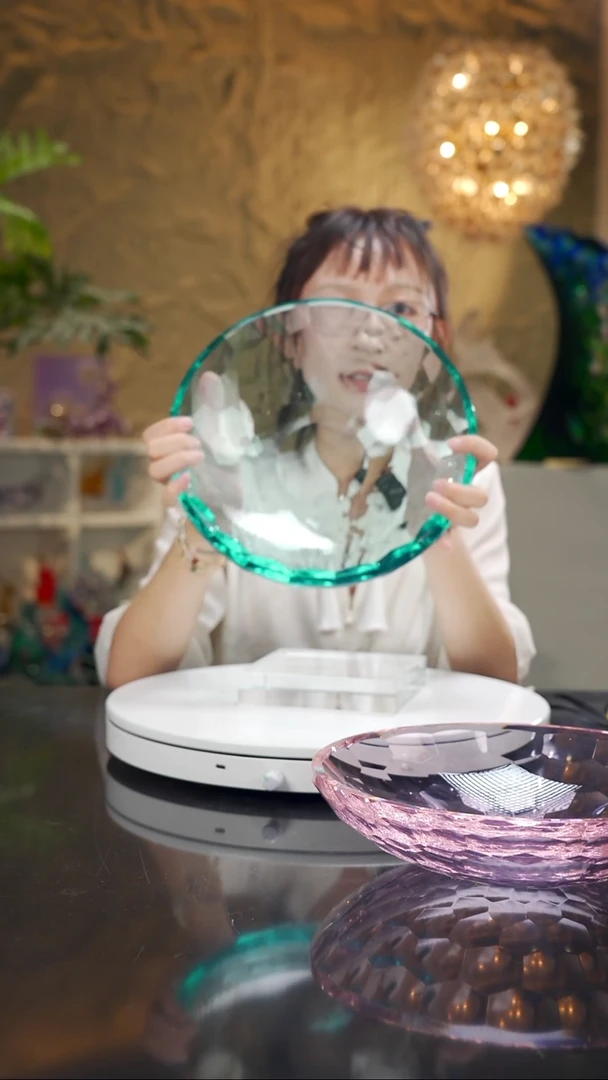 手工艺品琉璃福利湖水绿切面果盘
