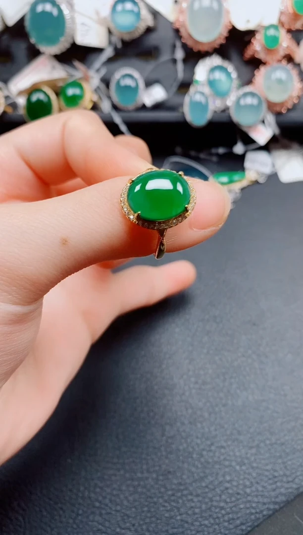 银S925镶嵌戒指翡翠翡翠