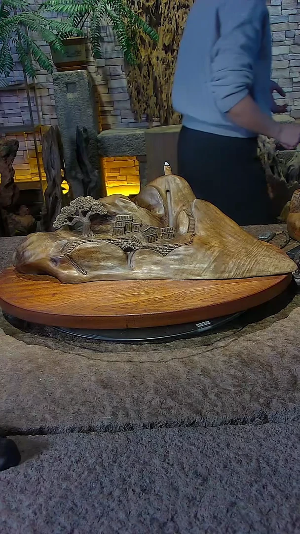 木金丝楠木山水摆件