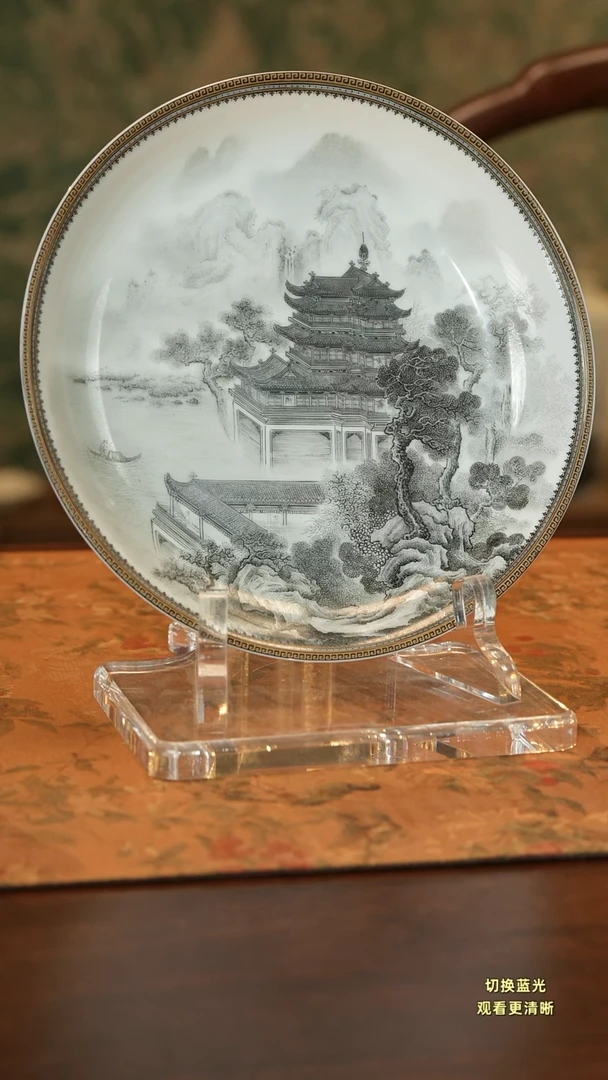 用****0手绘墨彩精工重工滕王阁壶承