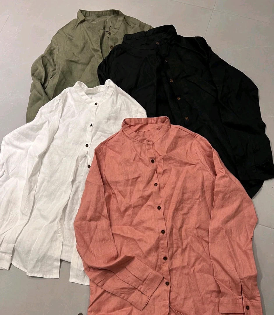 春夏复古立领休闲宽松衬衣