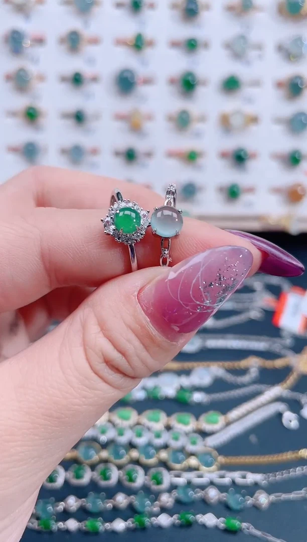 银S925镶嵌戒指翡翠天然翡翠