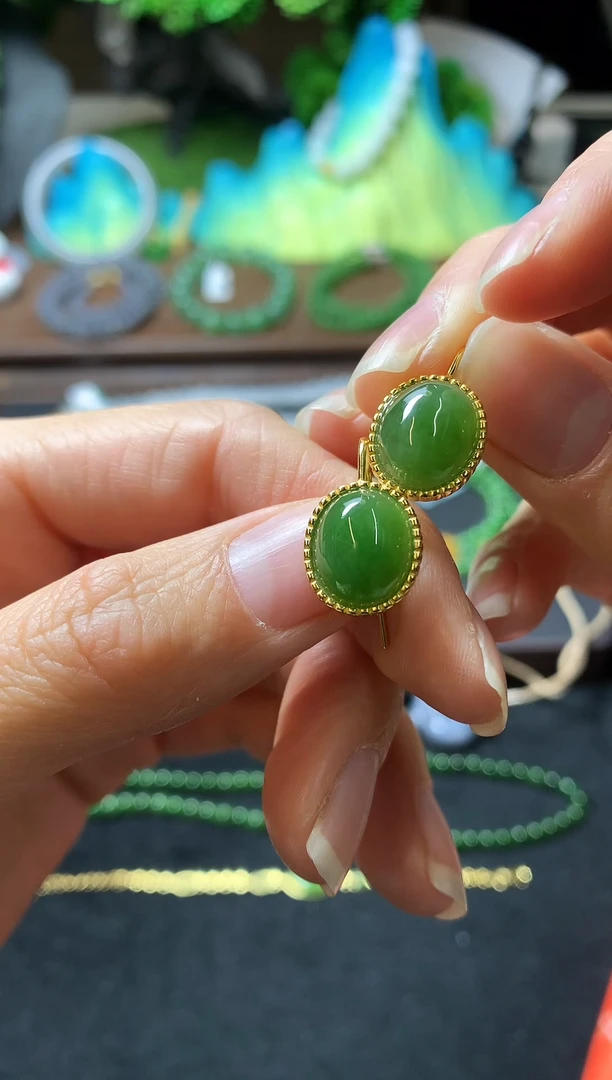 【闪购商品】和田玉耳饰银S925镶嵌耳钩