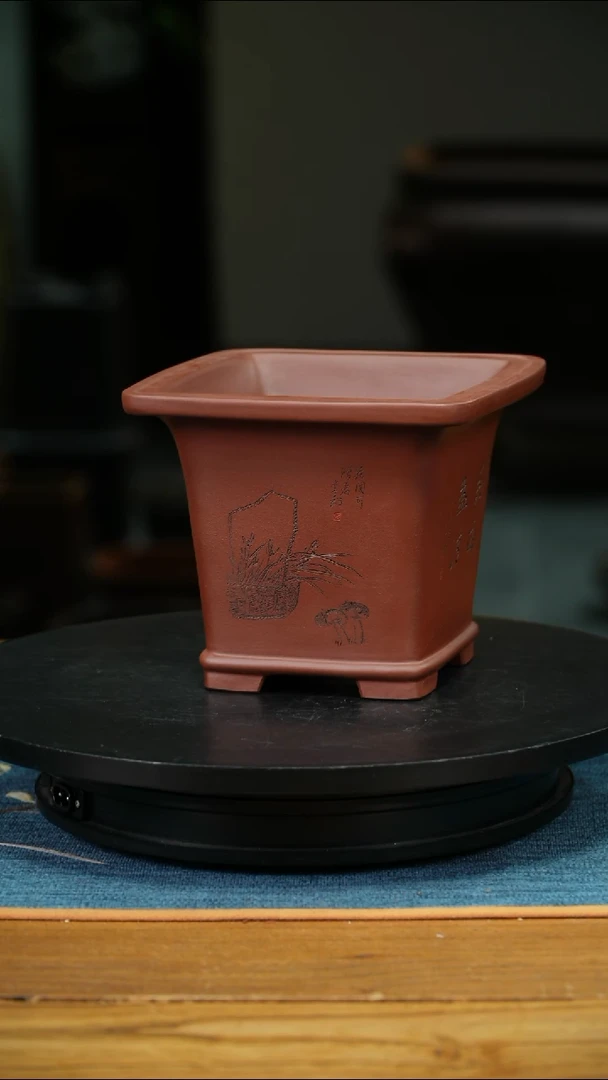 紫砂花盆美****P精品兰花盆微