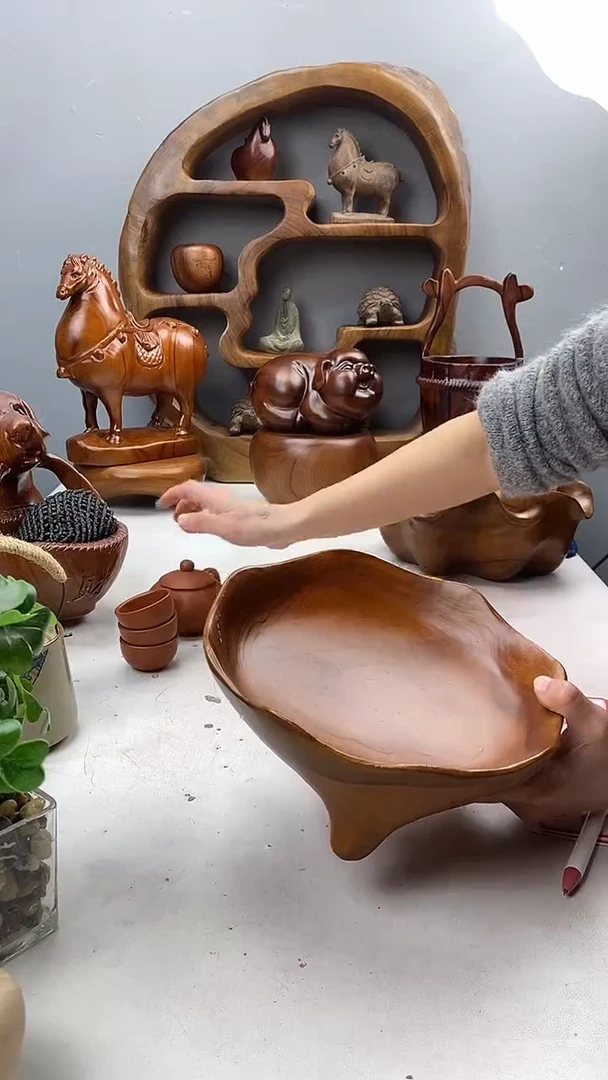 香樟木28香樟木三足果盘