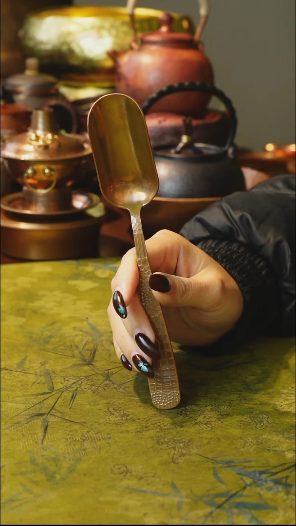 纯紫铜原色取茶勺