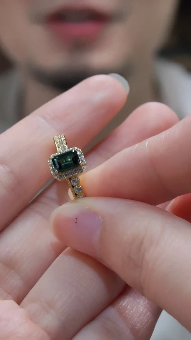 戒指银S925镶嵌碧玺S925银绿碧玺戒指CBGF