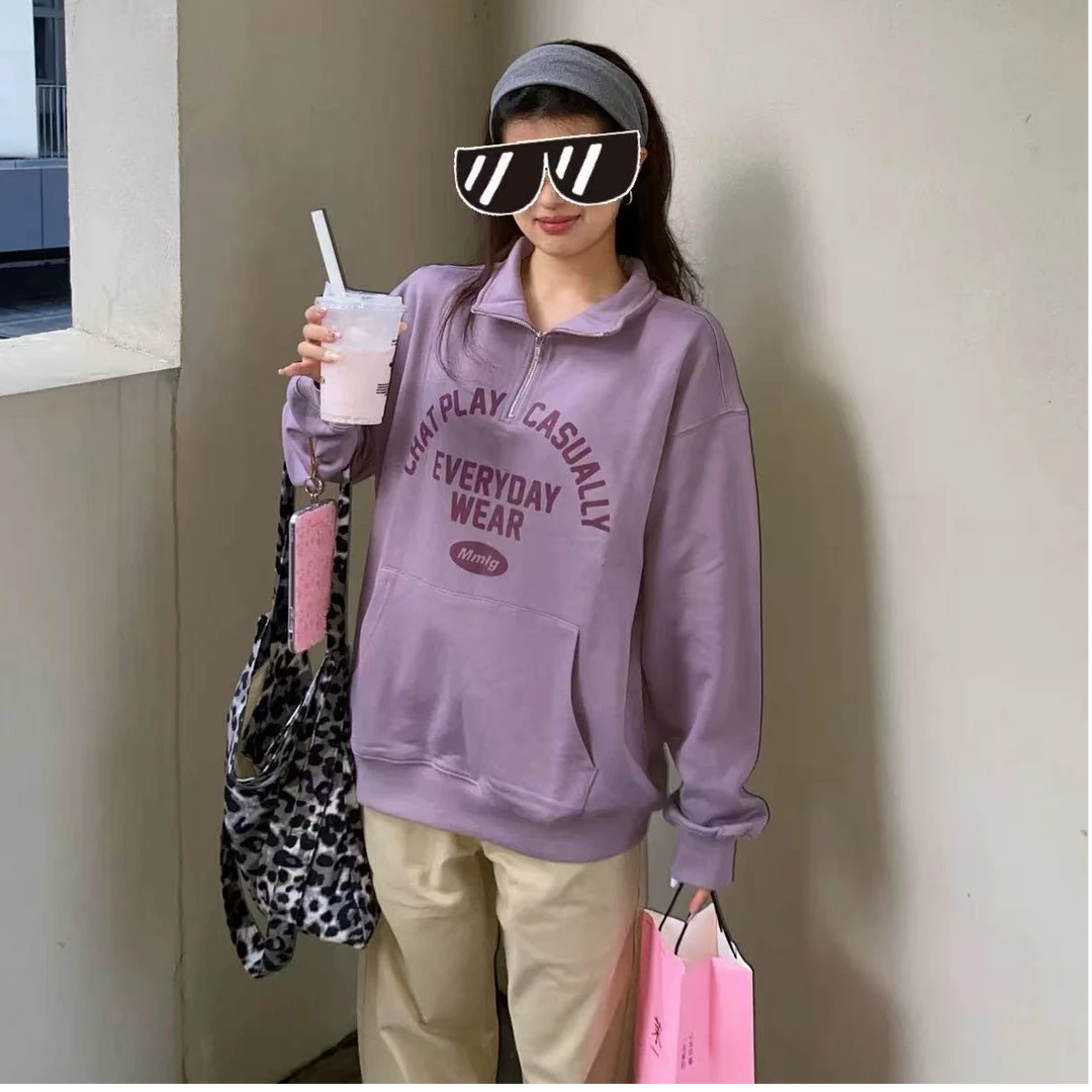 【伊娃的店】Mg家 韩系高克重纯棉立领半拉链卫衣！男女同款~微瑕