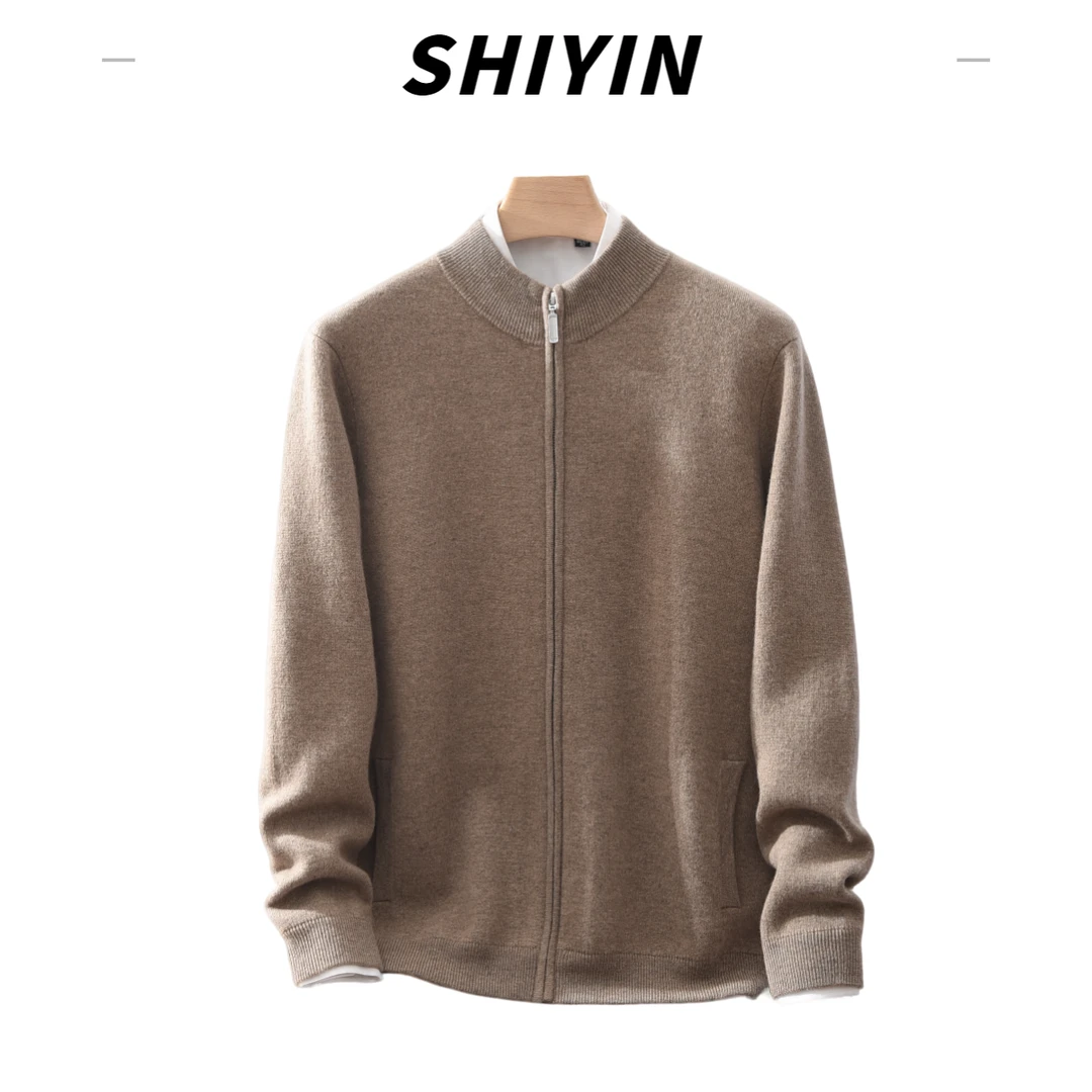 【狮胤羊绒】100%纯山羊绒秋冬空气层加厚男士外套商务休闲百搭开衫