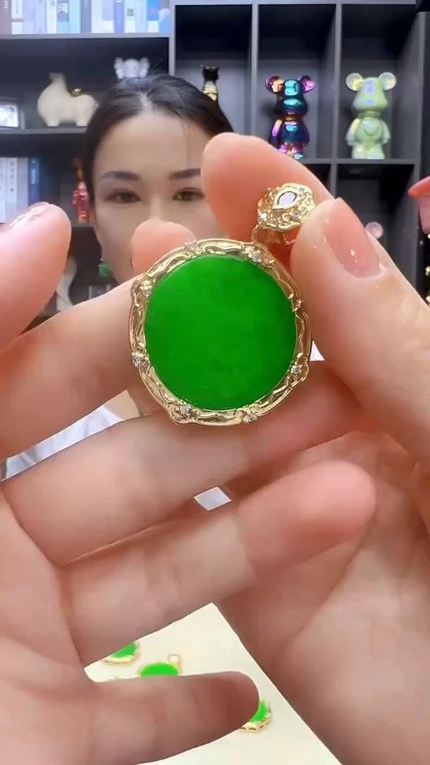 翡翠14K金镶嵌颈饰丹丹diy劲饰