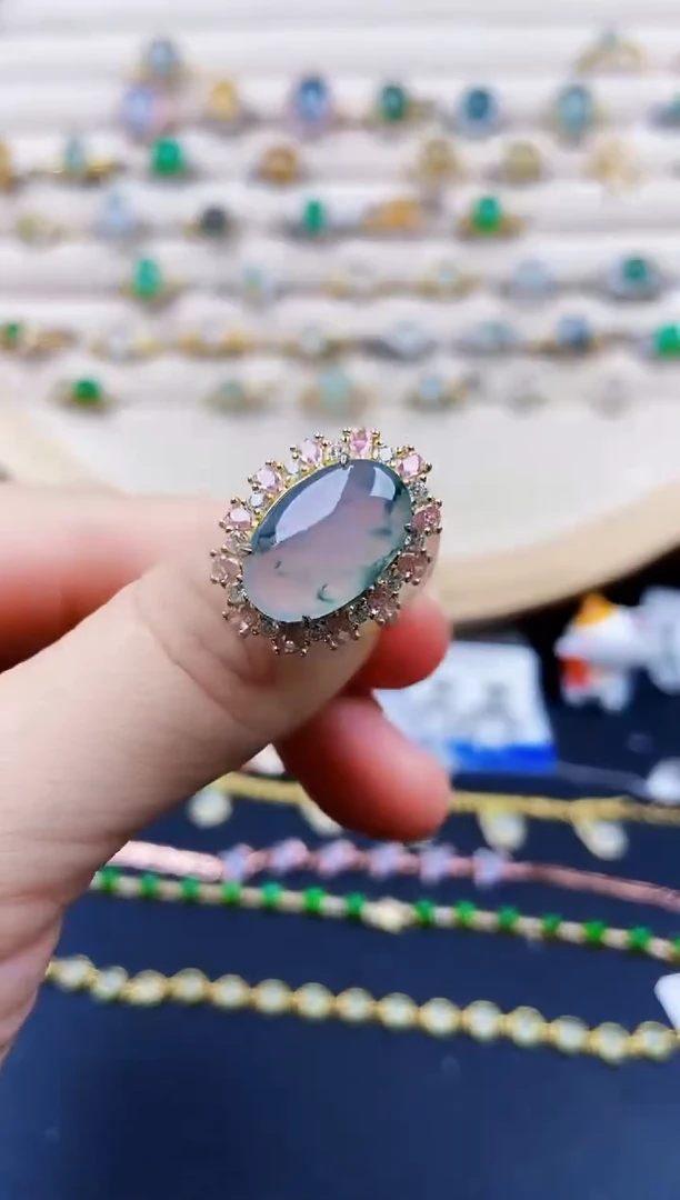 翡翠戒指银S925镶嵌21