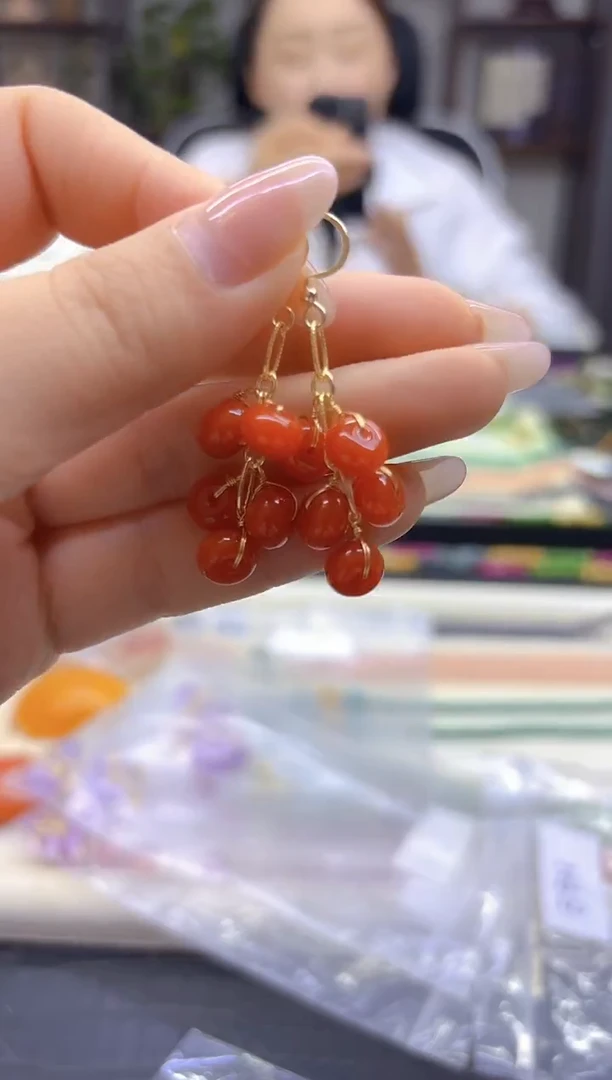 14K金镶嵌翡翠耳饰DIY款E936