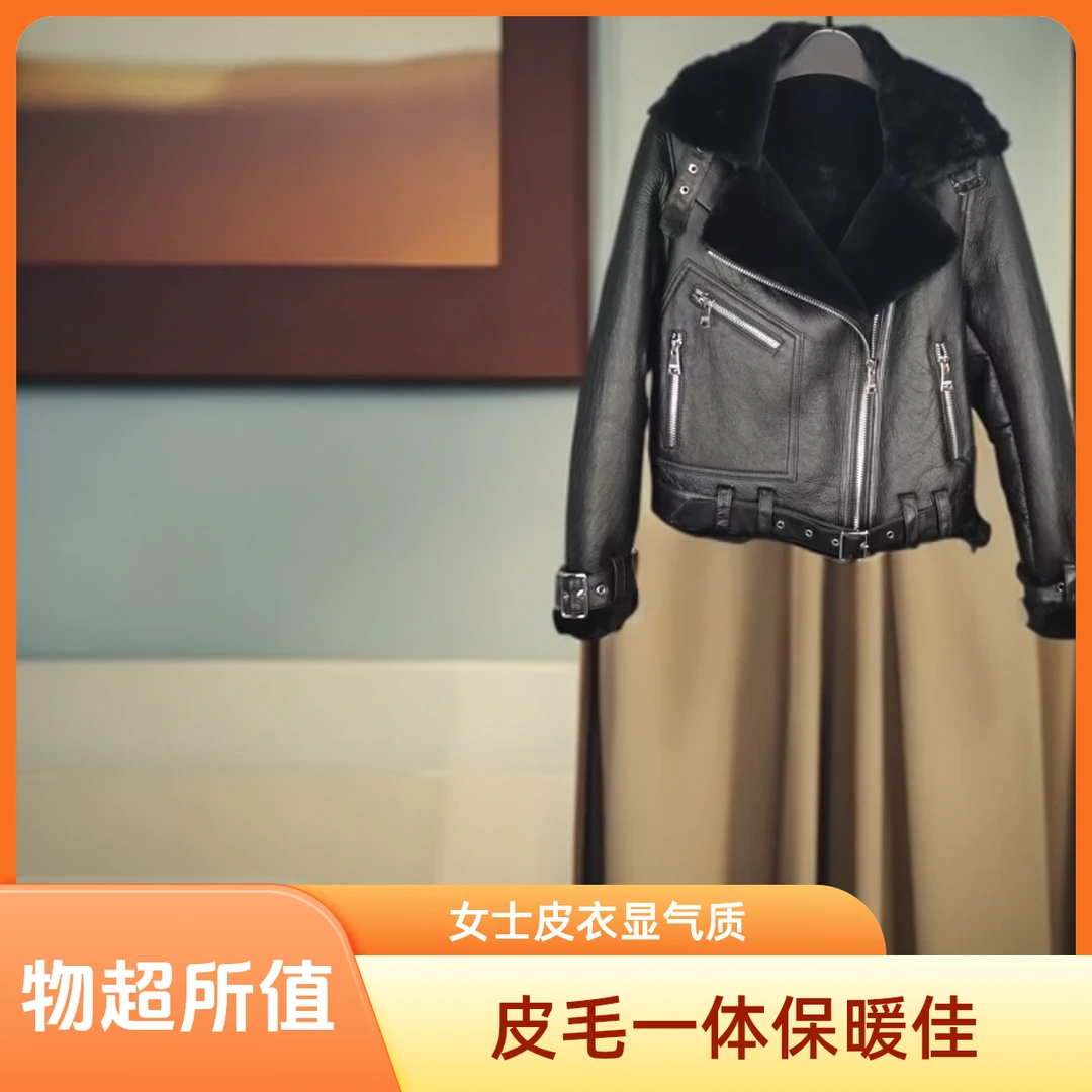 外套女装皮衣时尚女士派克服毛领皮毛一体