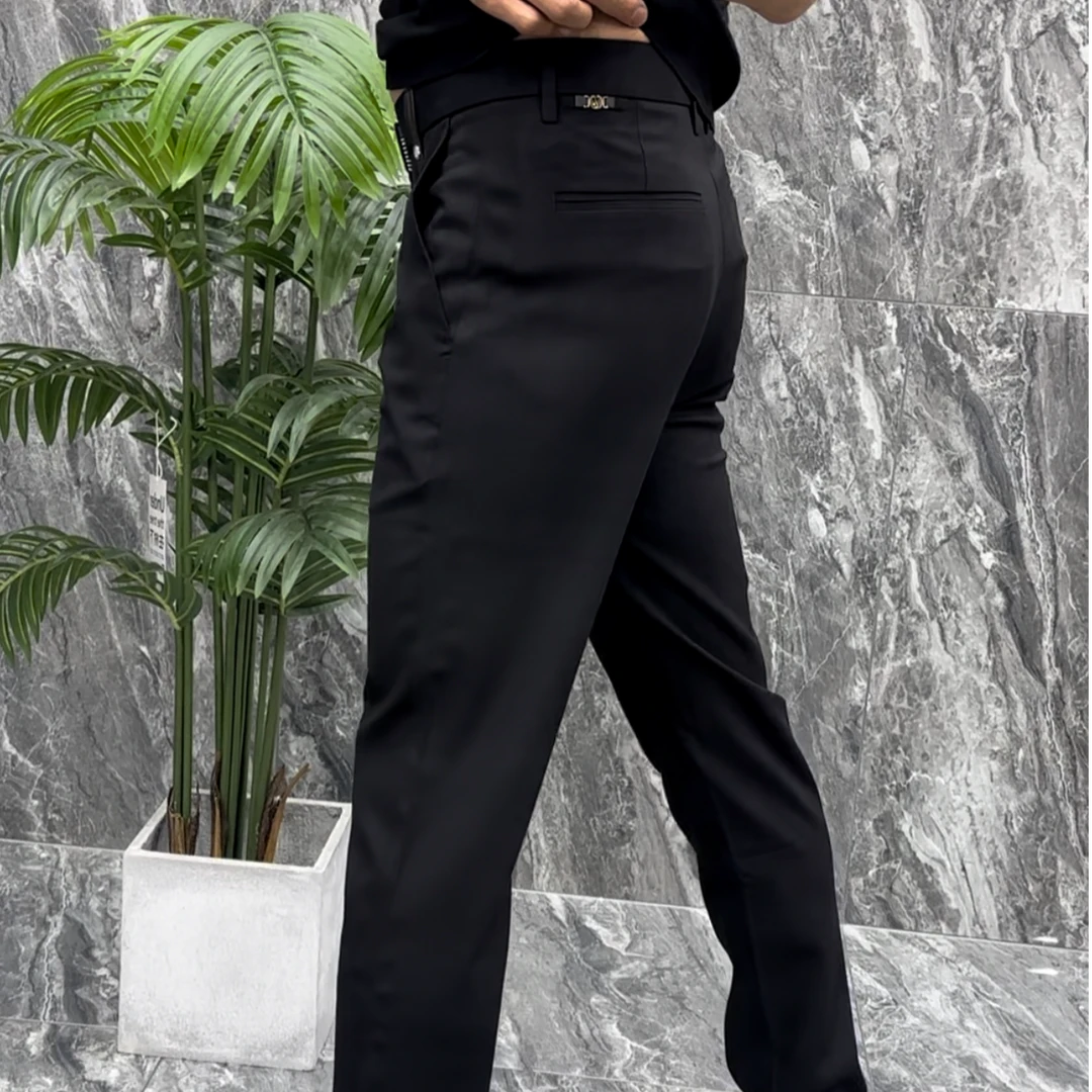 66557#男士春夏季丝麻时尚百搭轻奢修身高端时尚休闲裤商务长裤潮