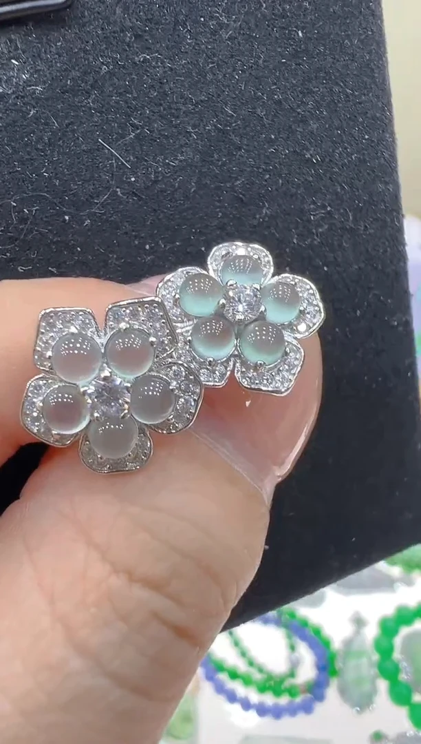 银S925镶嵌翡翠耳饰多样性团购发一件