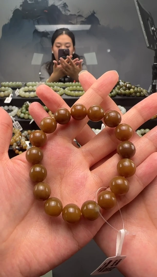 未镶嵌手串和田玉若羌料红糖手串卡12