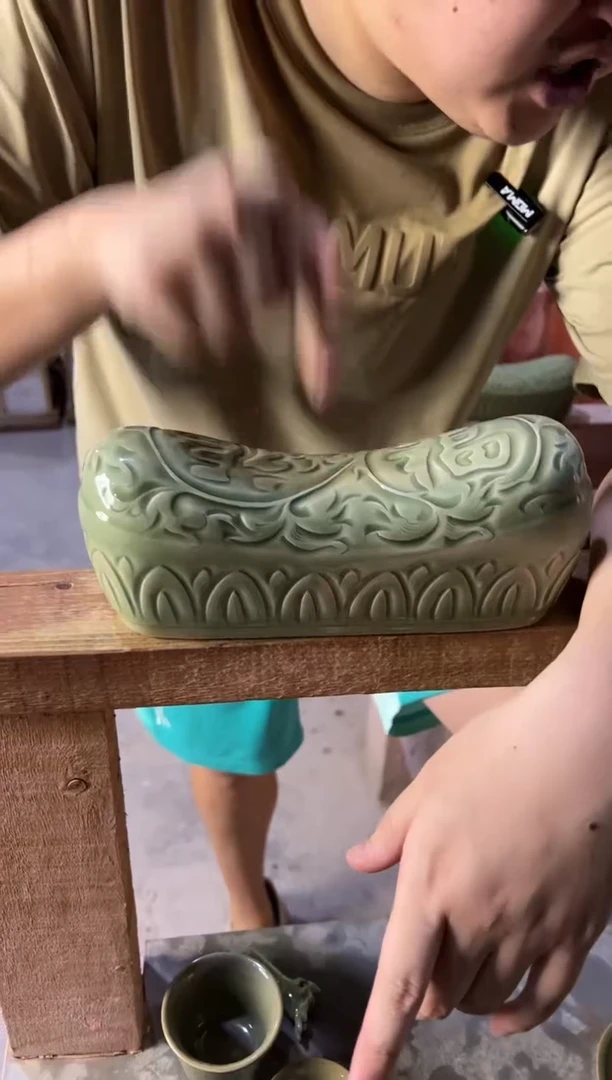 耀州窑双福元宝枕