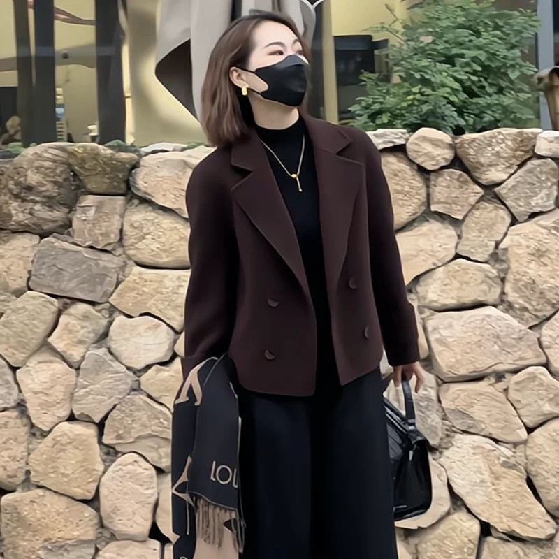 2024秋冬双面100%羊毛呢大衣气质显瘦时尚百搭短款女装外套ZJ2407
