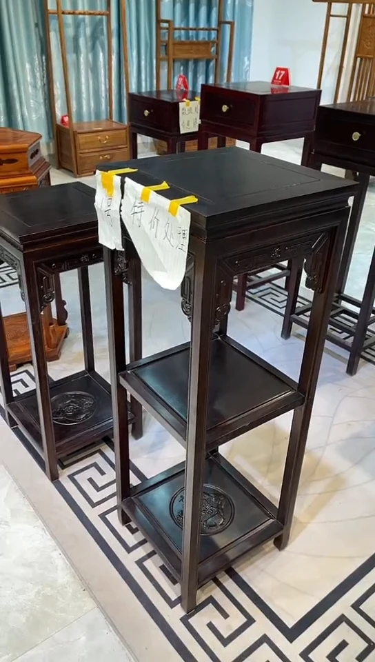 【闪购商品】花梨木类成套家具黑檀色福字花架35*35*100