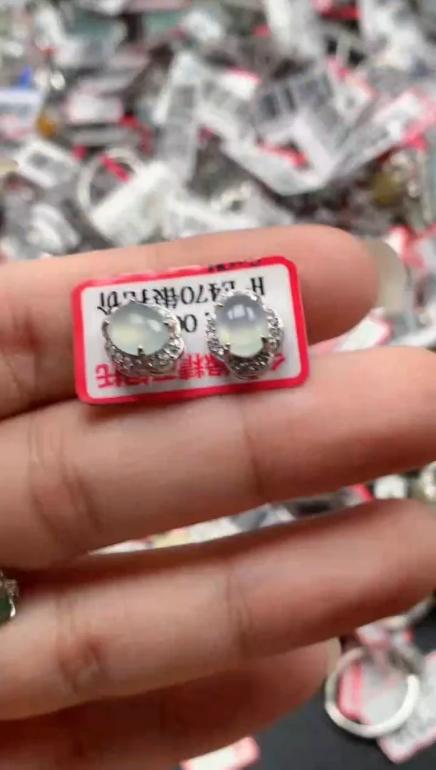 银S925镶嵌戒指翡翠天然A货缅甸翡翠