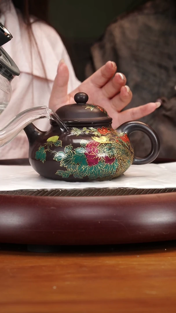 茶壶紫砂72CH容天珐琅彩蓝紫泥350cc
