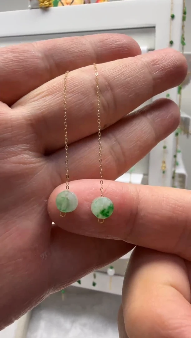 18K金镶嵌翡翠耳饰缅甸天然翡翠a货