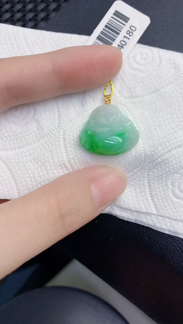 颈饰18K金镶嵌翡翠天然翡翠缅甸A货