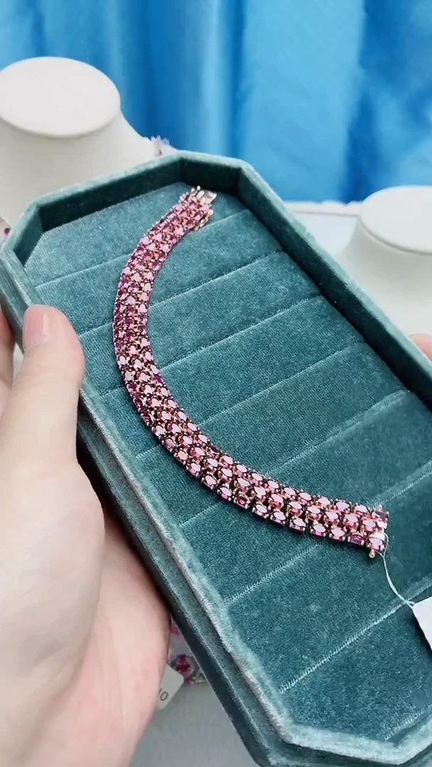 银S925镶嵌手链石榴石142ZB1112产品一个（多样性）