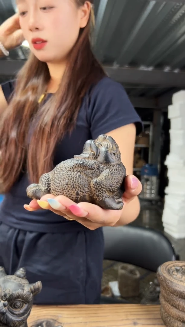 陶土【火山泥】小金蟾摆件