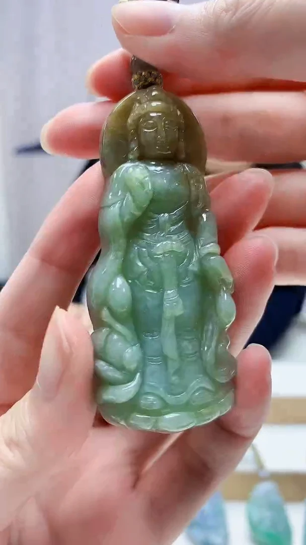 未镶嵌定制翡翠4898zm-毛货挂件35观音