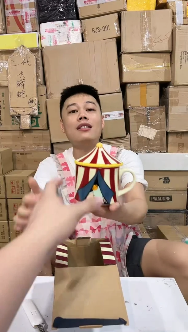 瓷片原盒小飞象带盖杯