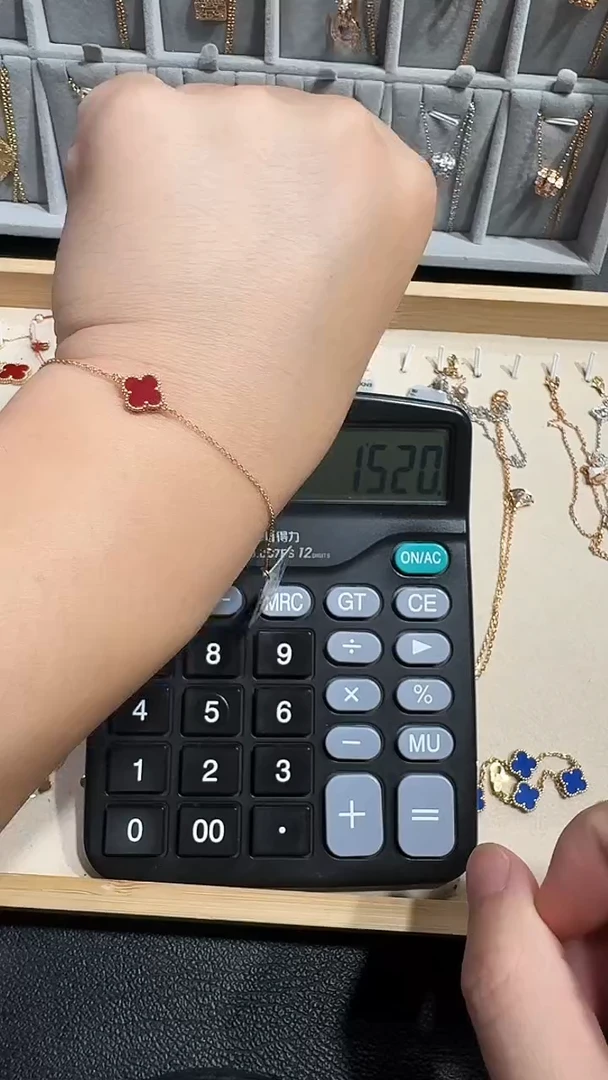 18K金镶嵌手链玛瑙/玉髓红色k玫，小号单花手链GHJ