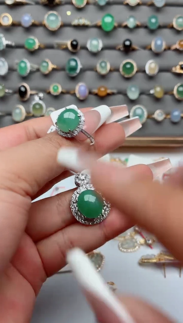 吊坠(不含链)银S925镶嵌翡翠.