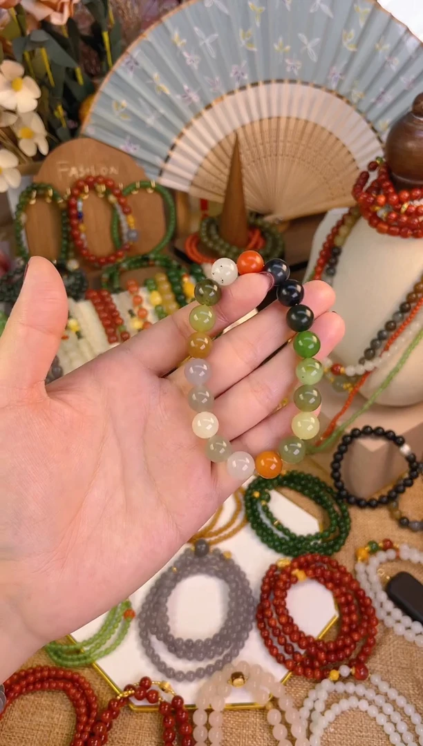 【闪购商品】和田玉手串未镶嵌彩虹多宝