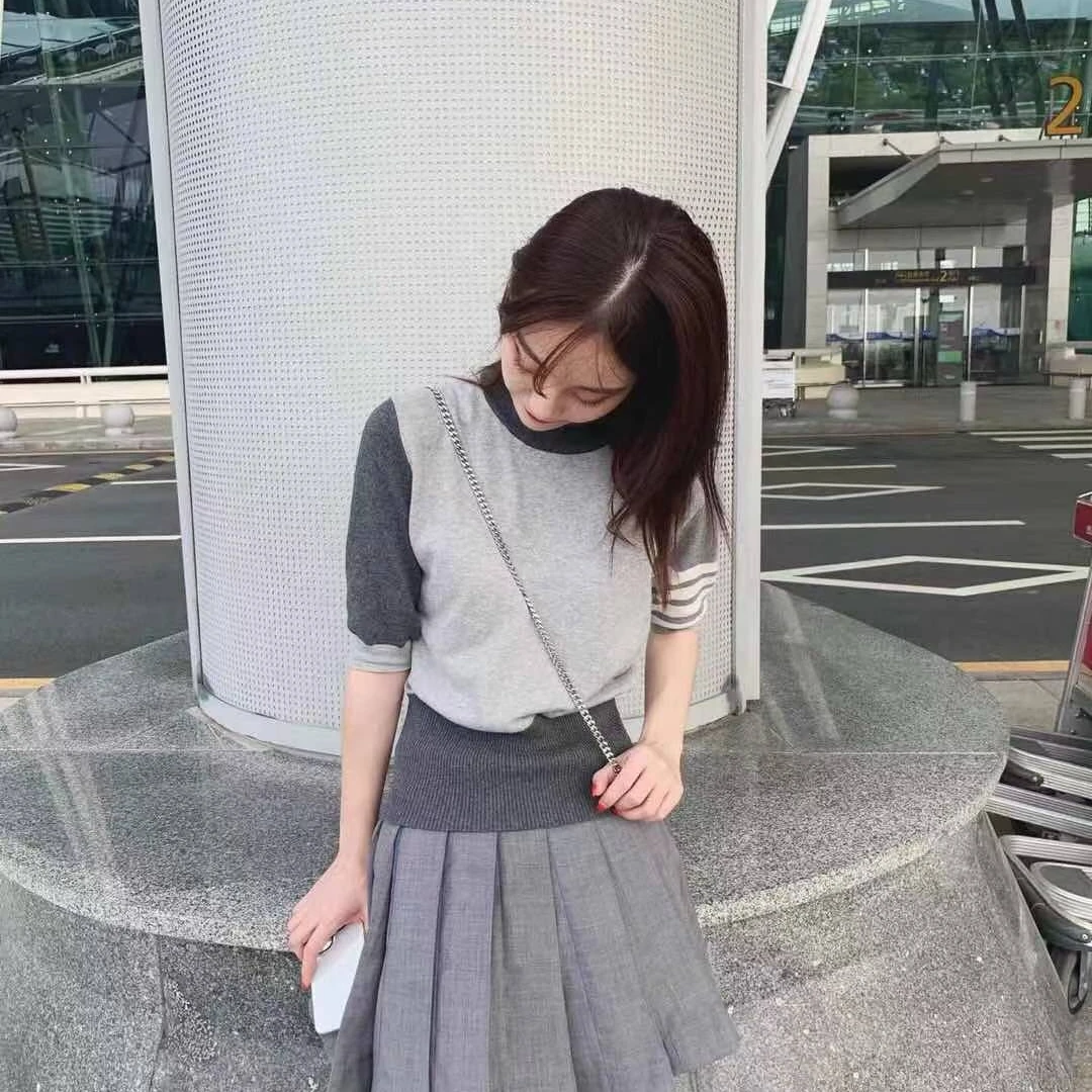 Koi小鱼-女款-羊毛针织圆领套头短袖-经典简约时尚百搭显瘦显高