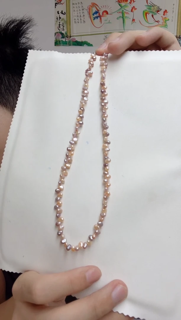 淡水珍珠银S925镶嵌颈饰糖果碎银子珍珠项链