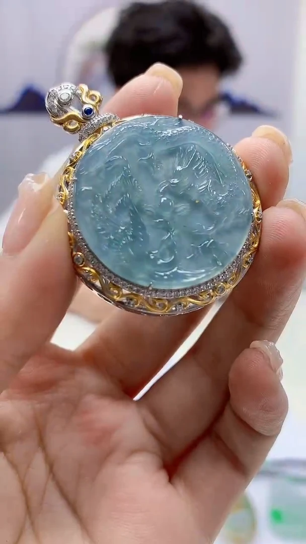 【闪购商品】定制翡翠未镶嵌4688ms-毛货龙凤赠珠链142