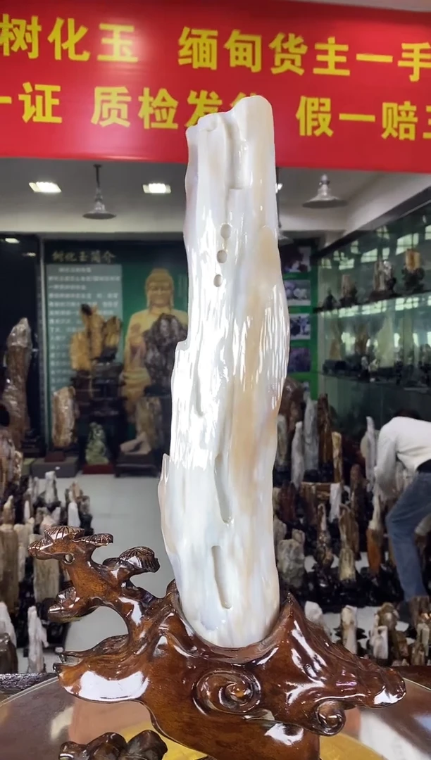 未镶嵌珠宝奇石硅化玉缅甸天然树化玉摆件