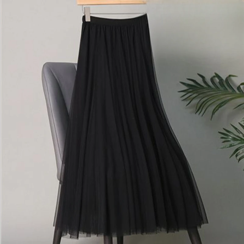 秋冬半身裙爆款720度超大摆垂感飘逸新款高腰显瘦中长款A字网纱裙