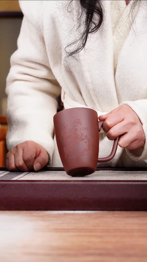 【闪购商品】紫砂花盆菊花把杯一只