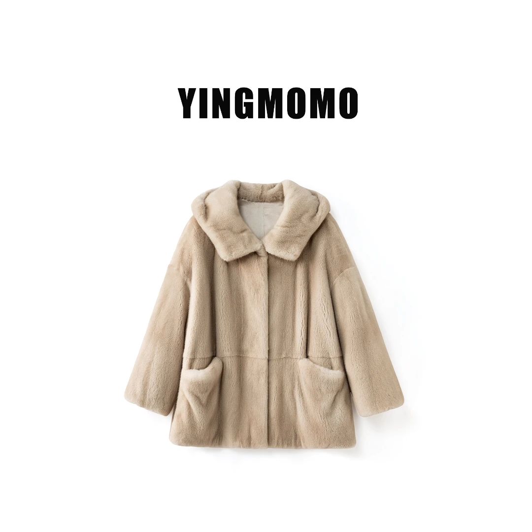 【YINGMOMO】影哥「风雪帽」帽款水貂外套新款马天尼灰系列F3675