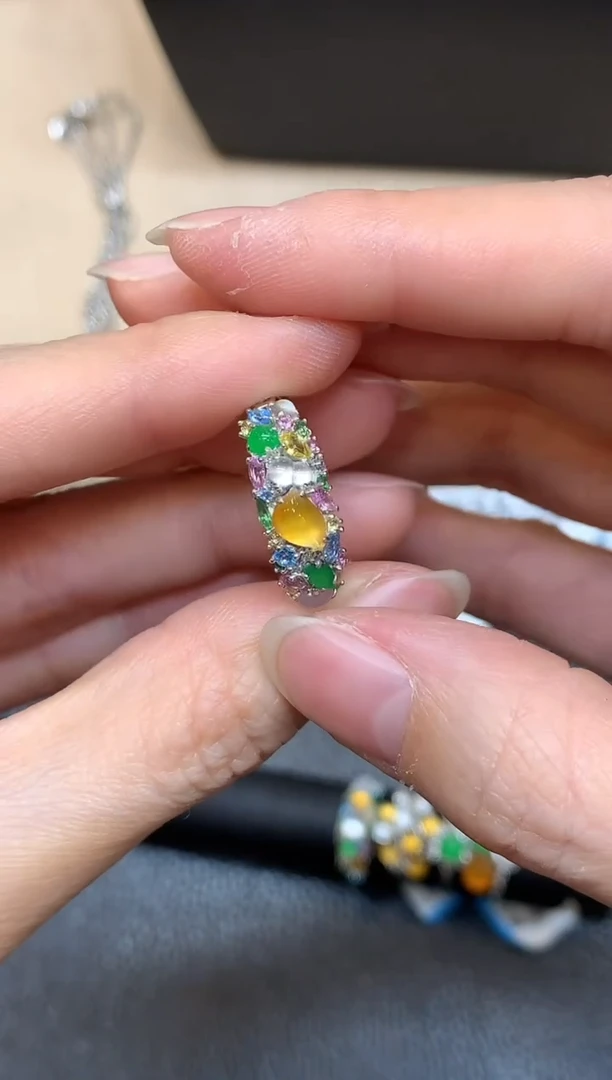 18K金镶嵌戒指翡翠14【无服务费多宝【无服务费